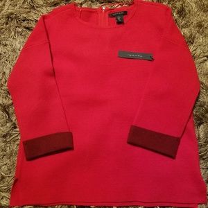Tahari red sweater with cuffs, sz M